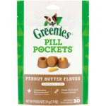 Greenies Pill Pockets for Dogs Capsule or Tablet Size- Real Peanut Butter, 30 Pack
