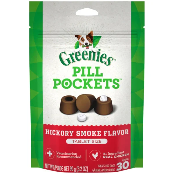 Greenies Pill Pockets for Dogs Capsule or Tablet Size- Hickory Smoke, Pack of 30