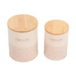 Pet Treat Storage Canister - White Swan & Gold - Set of 2