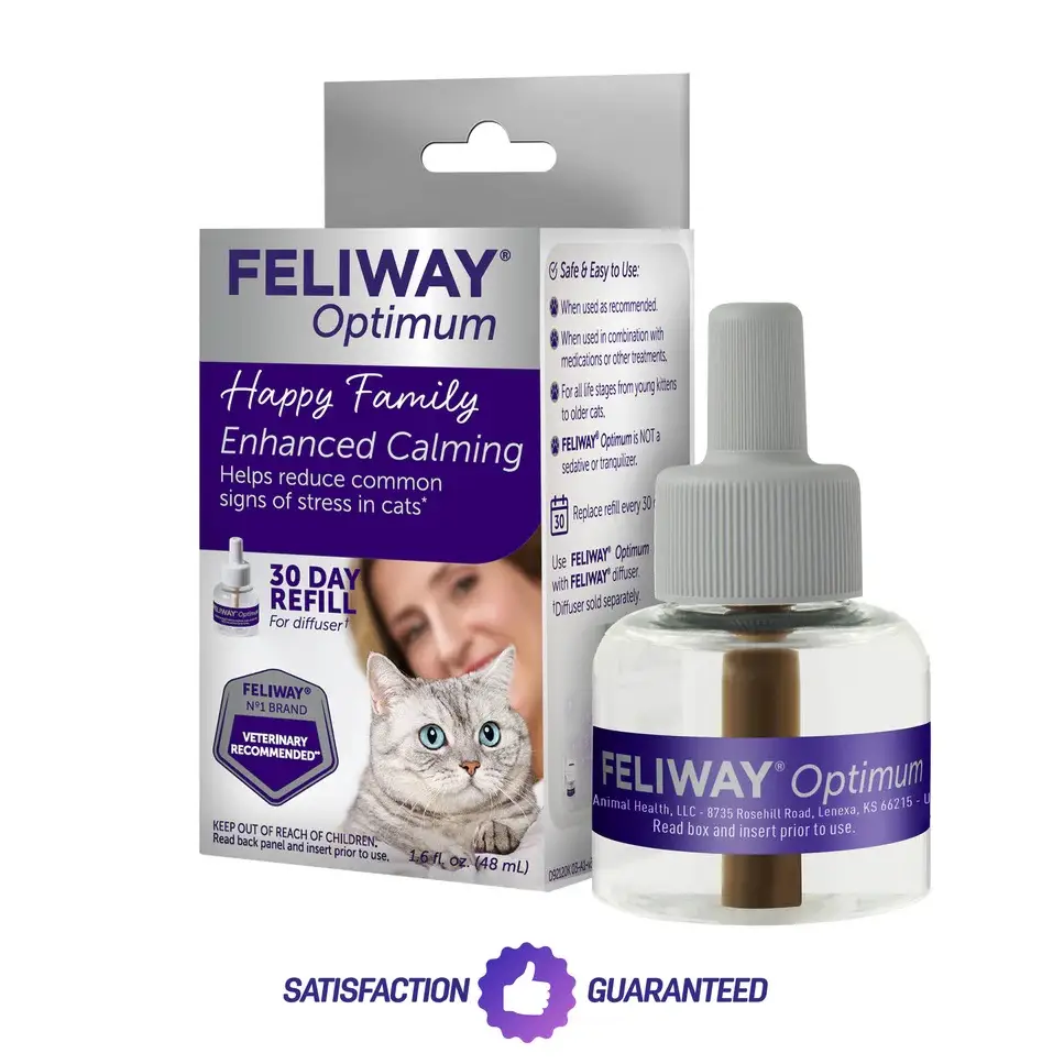 570691a97cdfa1b306fbe443b0c349c9b36b40a3c6f662fff2a8d4a7c3b25122 Feliway Optimum Enhanced Calming Pheromone 30-day Refill - Image 1
