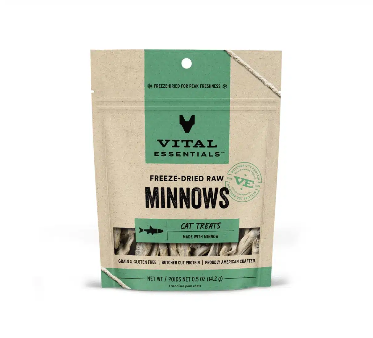 8b3d0e4bc2064b3bdcd9b73661beda08ec7a14e7849924eb8f733d8588306ad3 Vital Essentials Minnows Freeze-dried Cat Treats 0.5 oz - Image 1