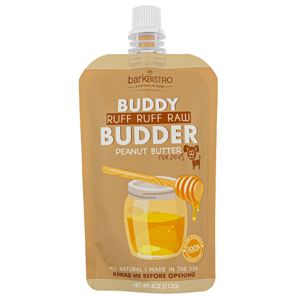 Ruff Ruff Raw Buddy Budder - 100% all natural dog peanut butter, Made in USA 4oz pouch