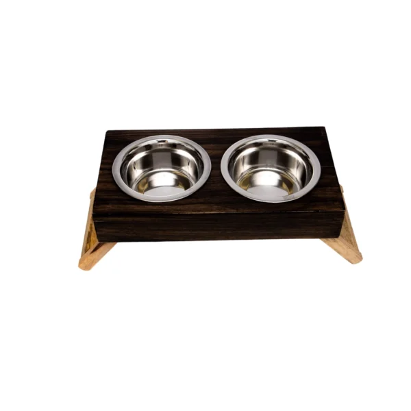 Eco-Friendly Elevated Dog Wood Feeder with Brown Finish