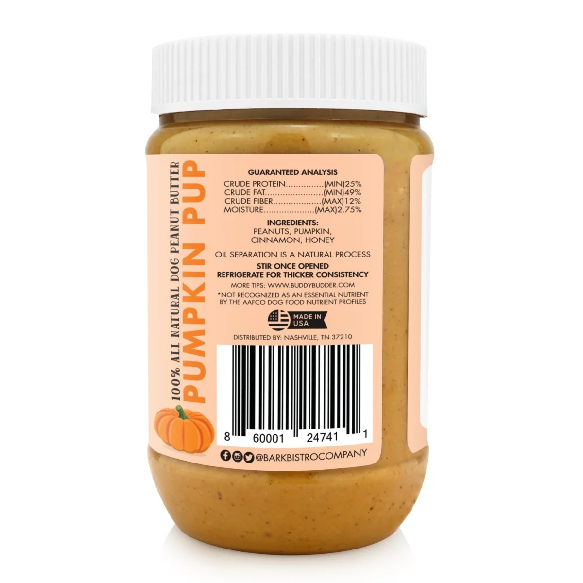 Pumpkin Pup BUDDY BUDDER - 100% natural Dog Peanut Butter, Made in USA 17oz jar $13.99 - Image 4
