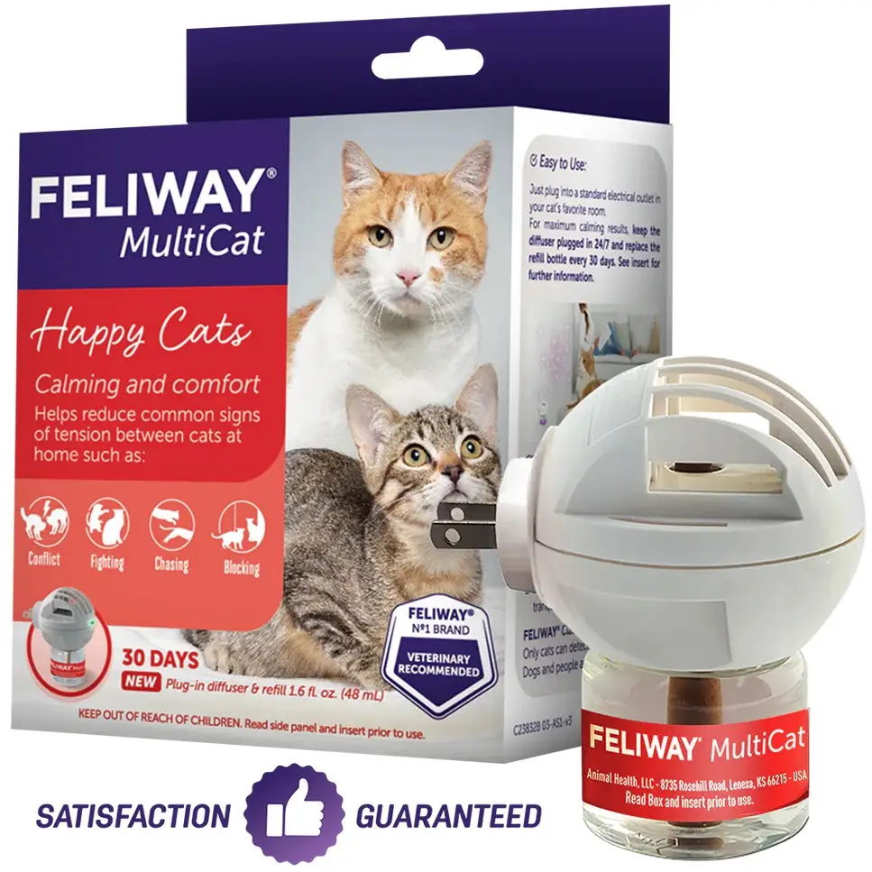 3b9f917e8c94559cc149f6f5c5d1285bdf4ac97ff20b257c4c594cf4cadf271c Feliway Multicat Calming Pheromone Diffuser 30 Day Kit - Image 1
