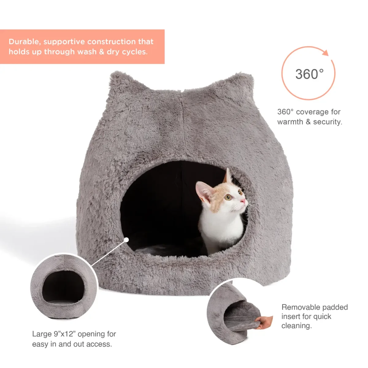 Meow Hut Furry Cat Bed - Image 2