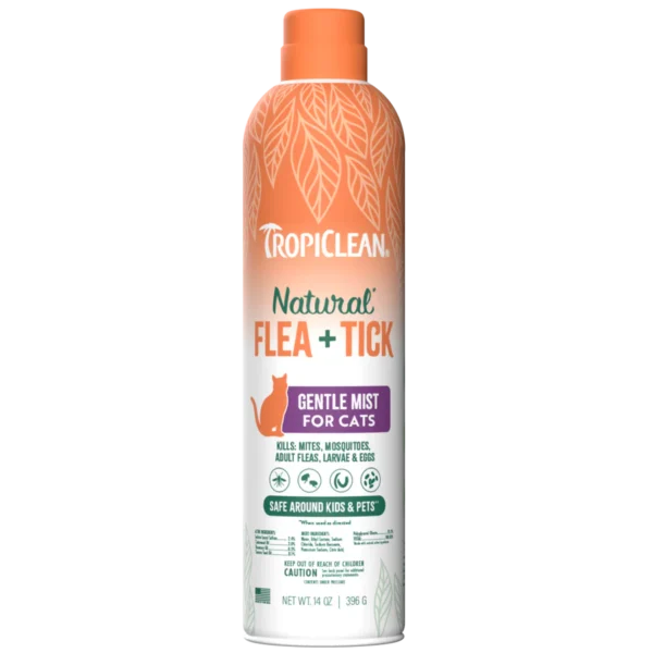 TropiClean Natural Flea & Tick Cat Mist Spray, 14oz