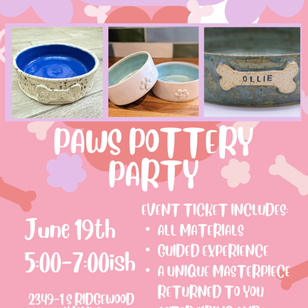 June 19th Paws Pottery Party Event