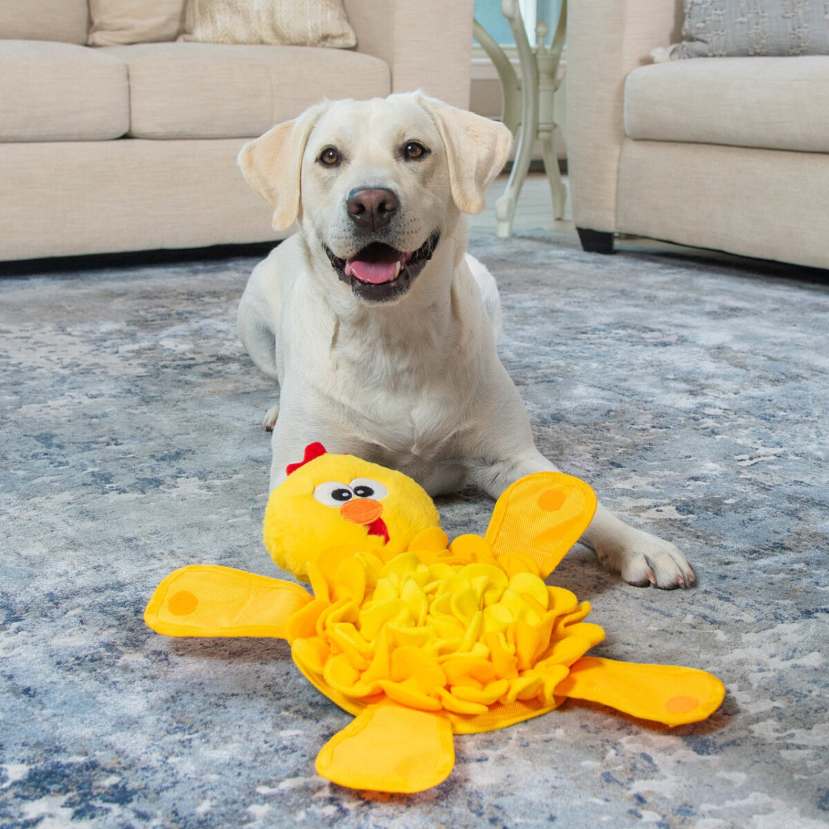 Snuffle Palz Chicken Interactive Plush Dog Puzzle Toy Yellow Large - Image 5