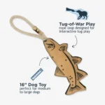 Natural Leather Trout Tug Dog Toy - Image 2