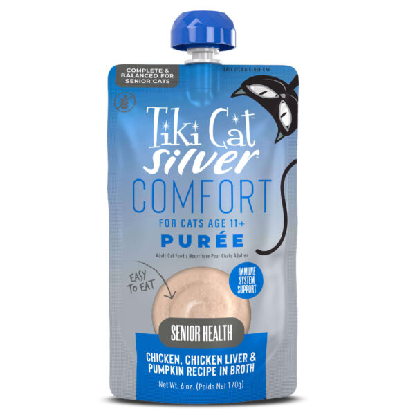 Tiki Cat™ Silver™ Comfort Purée with Chicken, Chicken Liver & Pumpkin Recipe in Broth