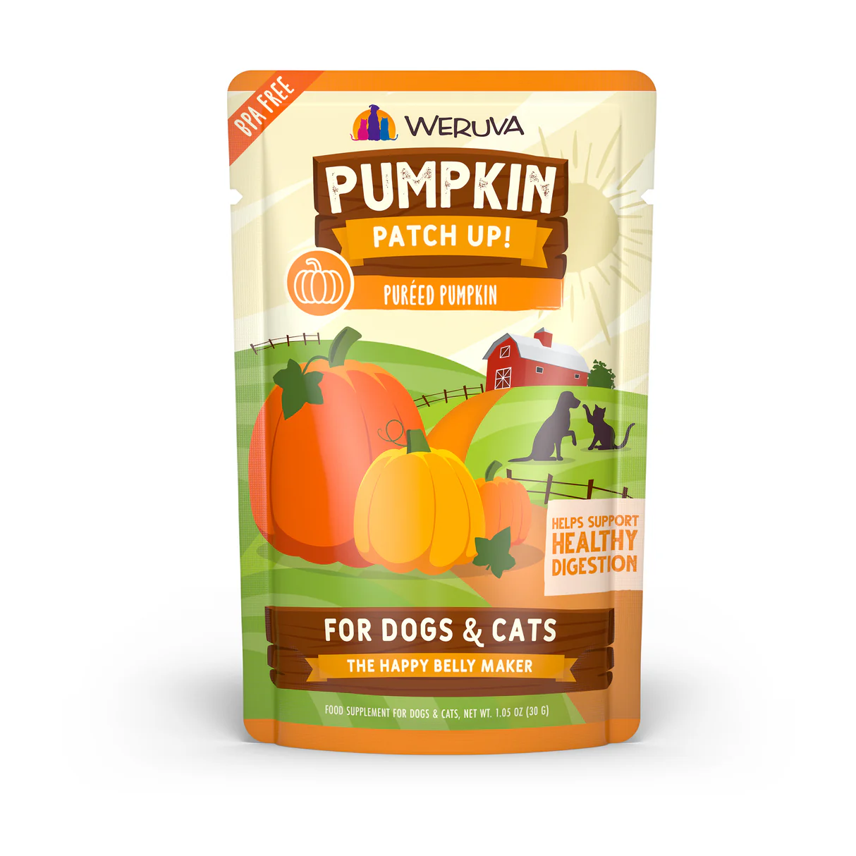 878408000607_PPU_POUCH_PUMPKIN-PUREE_1.05OZ_2300x2300_V1R2_1_5ac561ae-043c-4d9c-a28e-bb0b8d82e084 Dog & Cat Pumpkin Patch Up! Puréed Pumpkin Pouch - Image 1