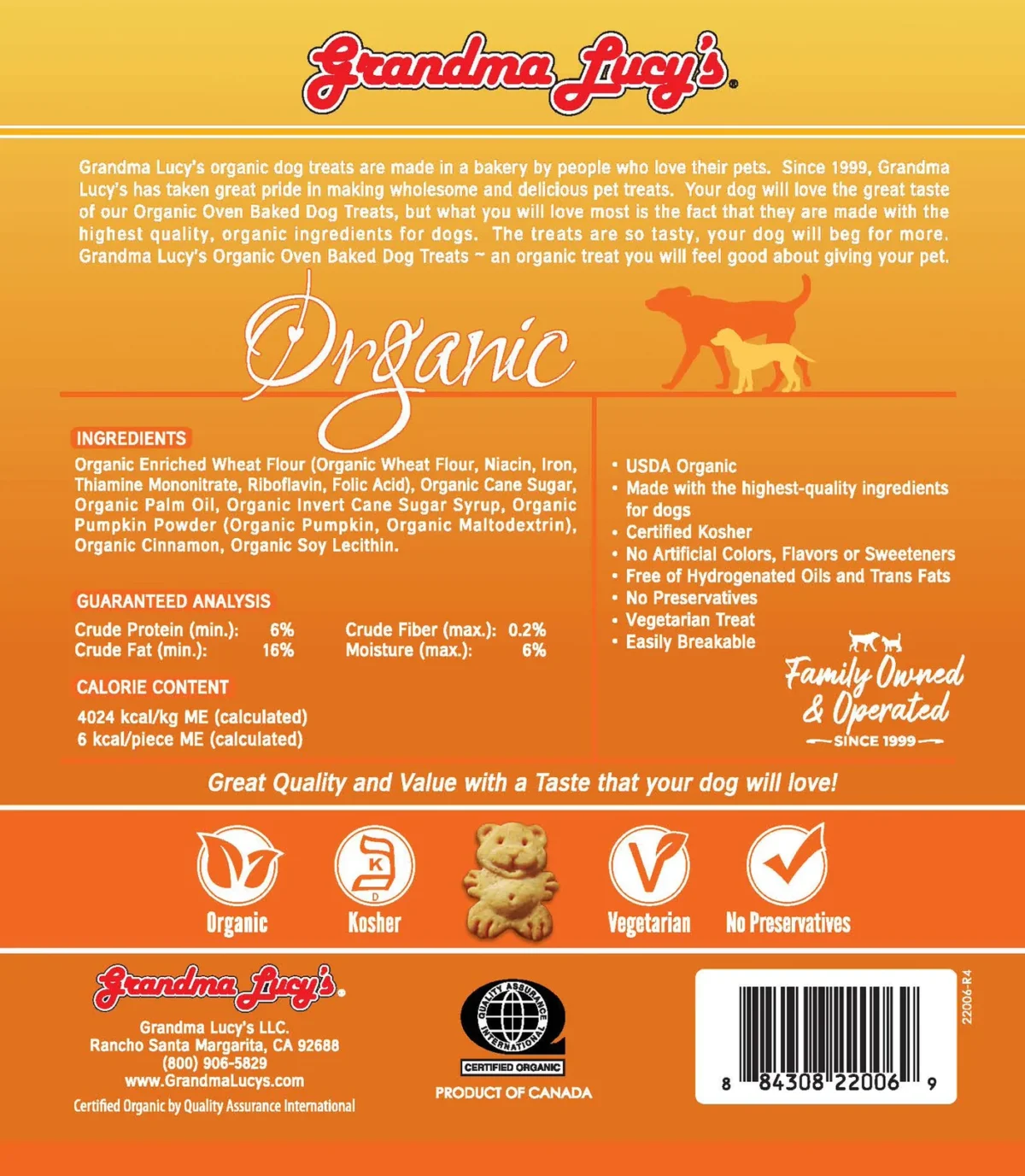 Organic Pumpkin Oven Baked Dog Treats 14oz - Image 4