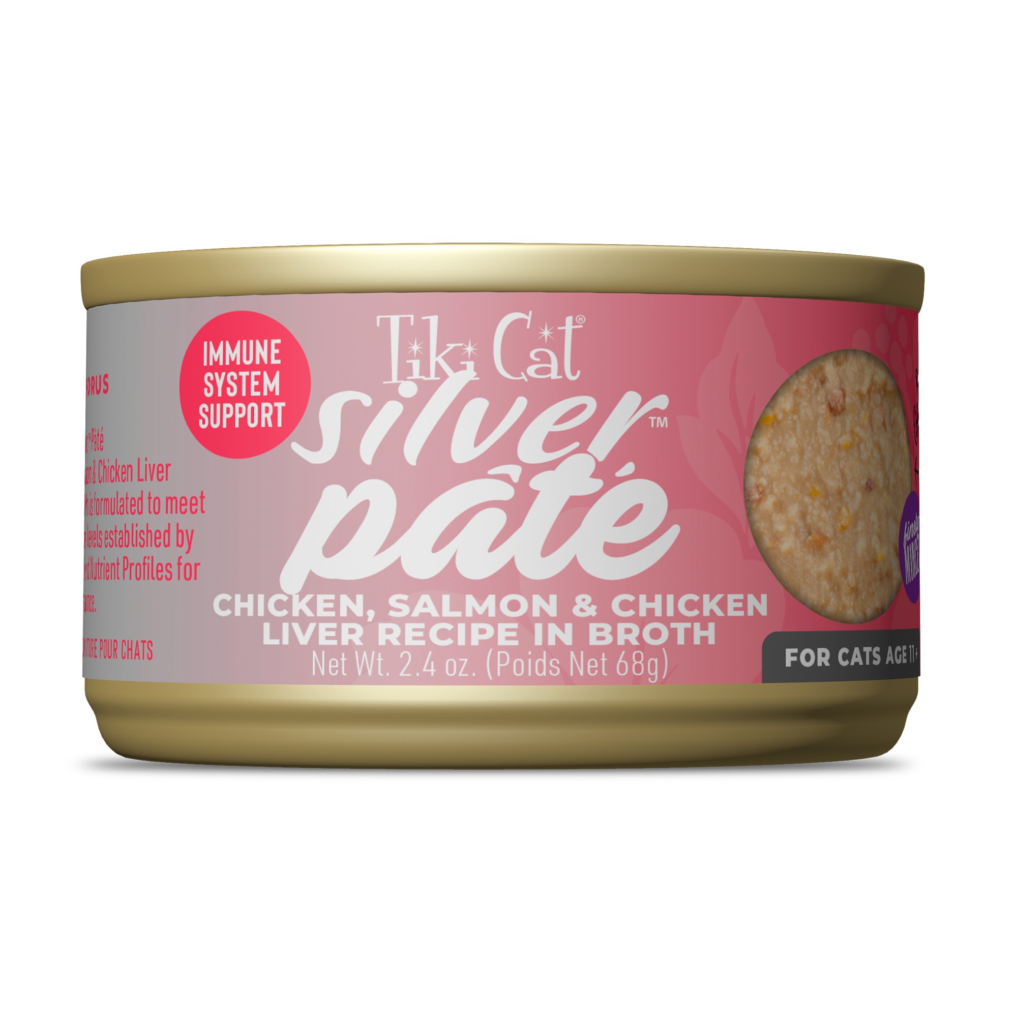 109822 Silver™ Pâté: Chicken, Salmon & Chicken Liver Recipe in Broth, 2.4oz - Image 1