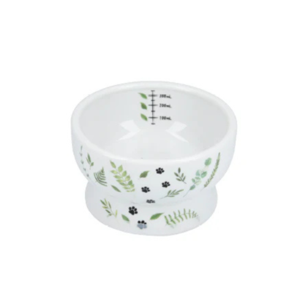 Necoichi Cat Bowl Water Raised, Go Green Print